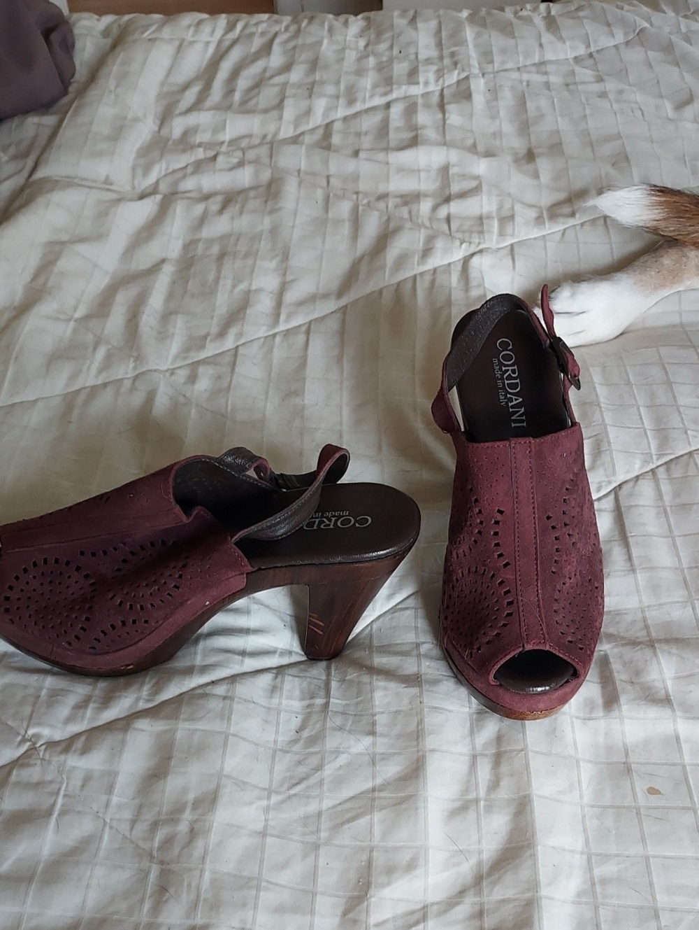 Cordani Womens Size 39 Burgundy Peep Toe Heels